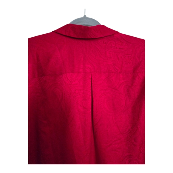 Chico's Red Silky Paisley Print Button Down Shirt - Picture 8 of 8